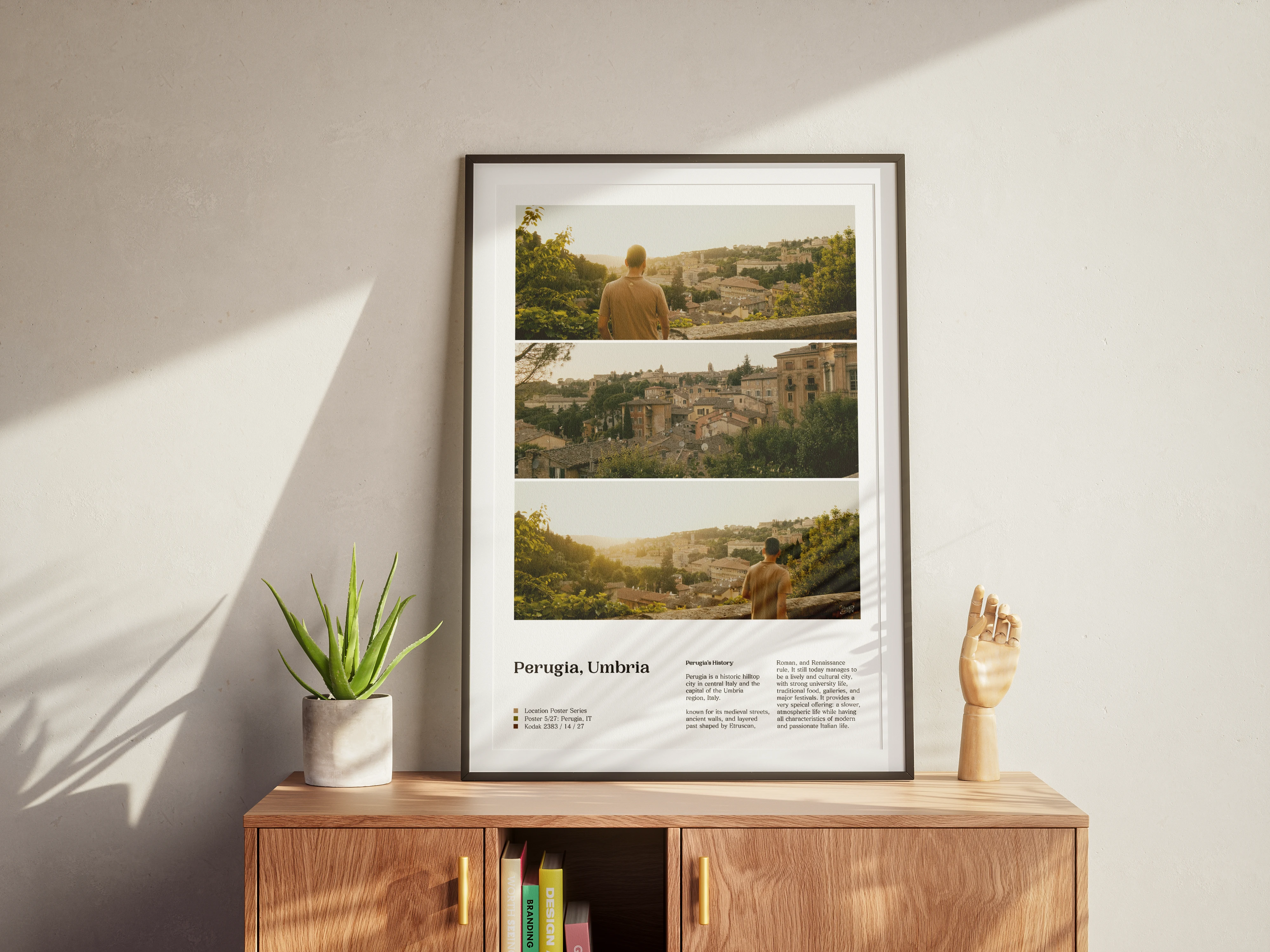 Perugia location poster framed in interior setting